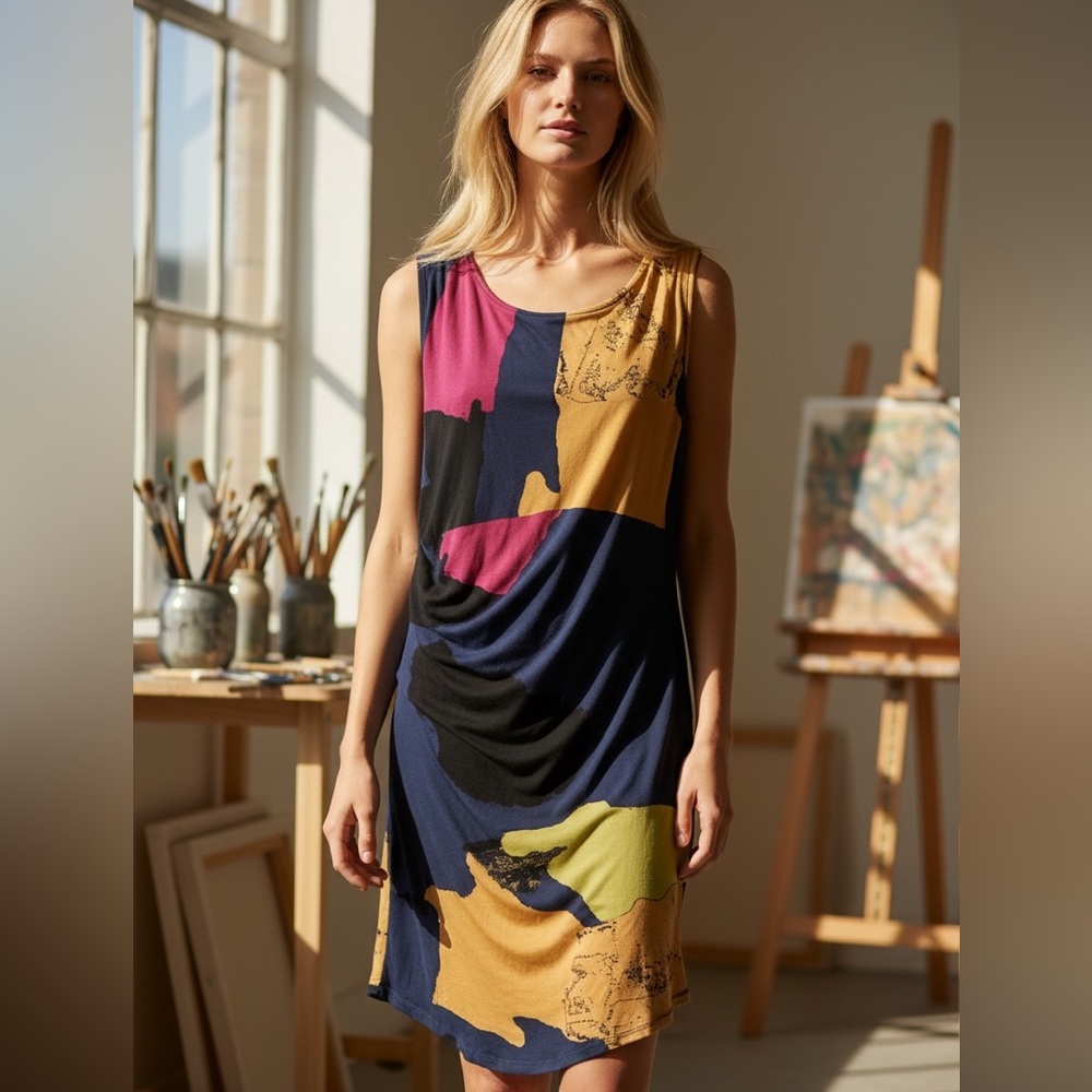 RACHEL Rachel Roy Multicolor Abstract Midi Dress - Picture 4 of 7